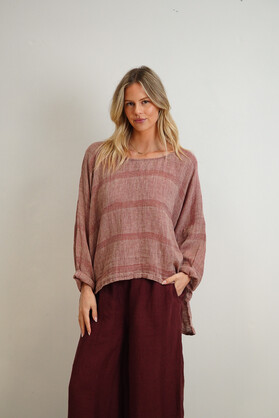 Valentina Top Mahogany w Natural Stripes