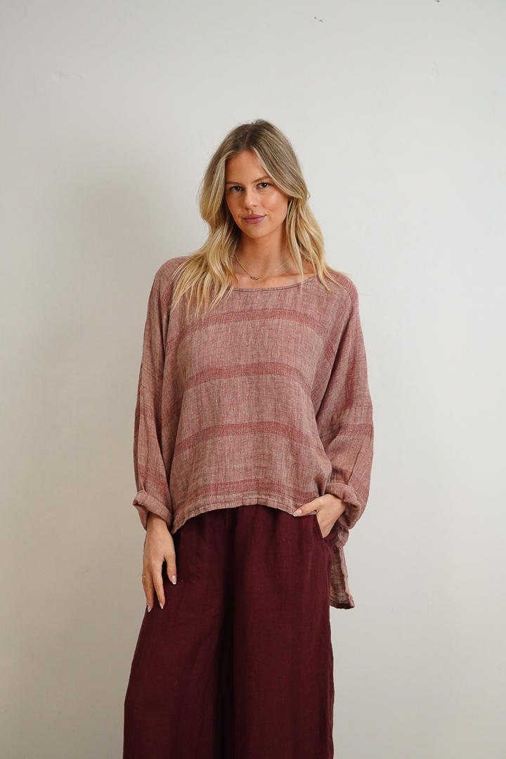 Valentina Top Mahogany w Natural Stripes