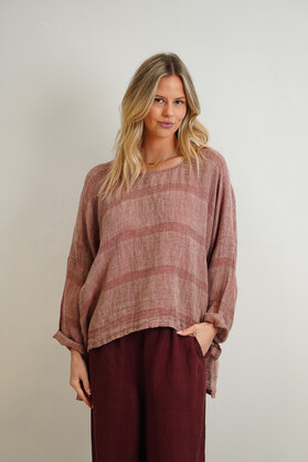 Valentina Top Mahogany w Natural Stripes