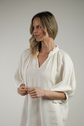Orabella V-Neck Dress White (With Pockets!)