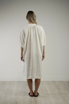 Orabella V-Neck Dress White (With Pockets!)