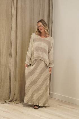 Franca Sleeve Top Natural & White Ombre