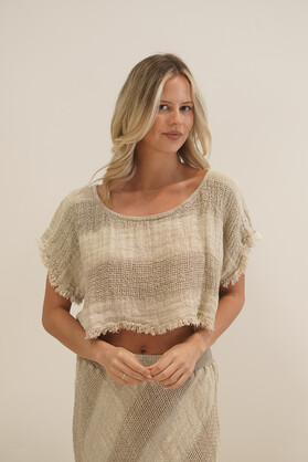 Antonella Crop Top Natural & White Ombre