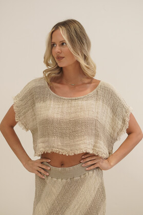Antonella Crop Top Natural & White Ombre
