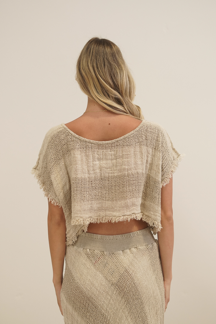 Antonella Crop Top Natural & White Ombre