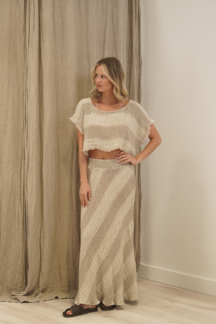 Antonella Crop Top Natural & White Ombre