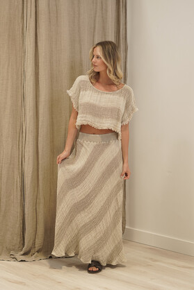 Antonella Crop Top Natural & White Ombre