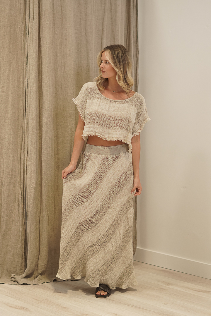 Antonella Crop Top Natural & White Ombre