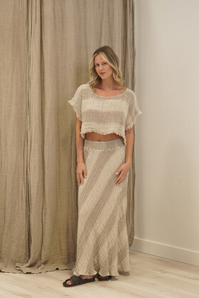 Masie Linen Skirt Natural & White Ombre