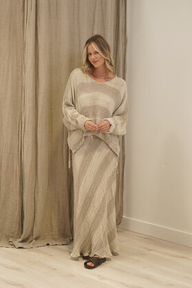 Masie Linen Skirt Natural & White Ombre