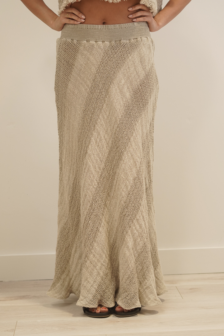 Masie Linen Skirt Natural & White Ombre