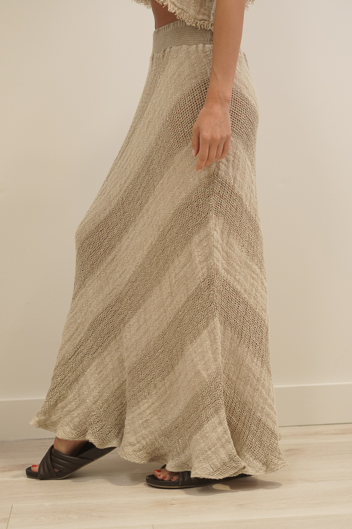 Masie Linen Skirt Natural & White Ombre