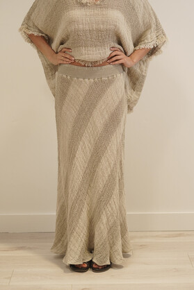 Masie Linen Skirt Natural & White Ombre