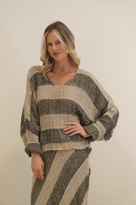 Franca Sleeve Top Natural & Black