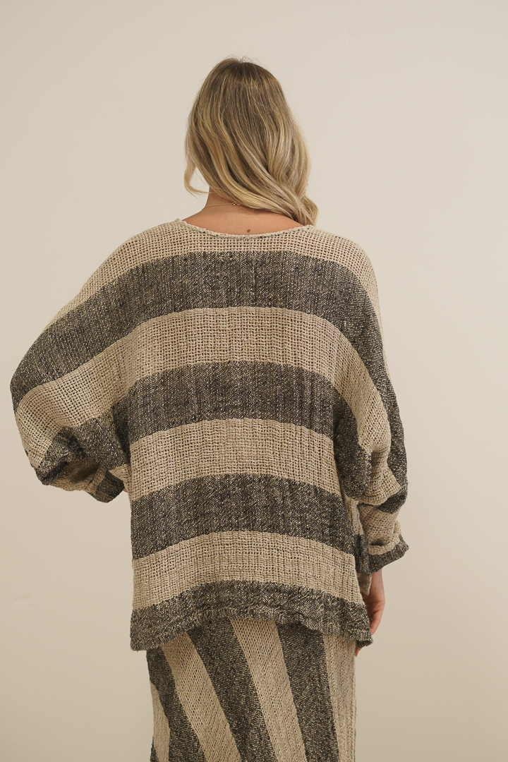 Franca Sleeve Top Natural & Black