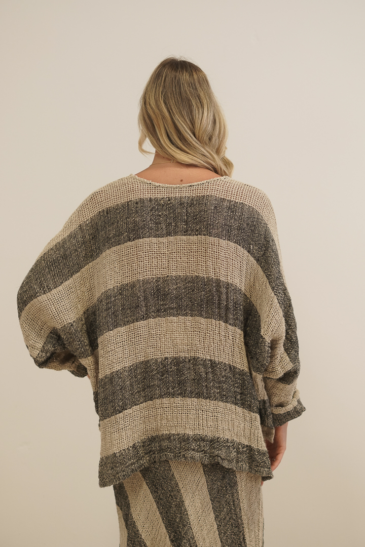 Franca Sleeve Top Natural & Black