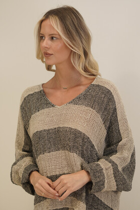 Franca Sleeve Top Natural & Black