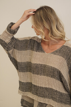 Franca Sleeve Top Natural & Black