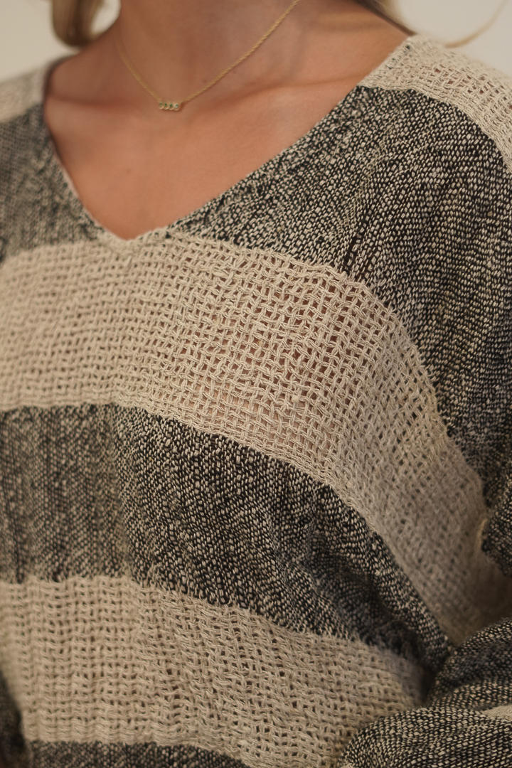 Franca Sleeve Top Natural & Black