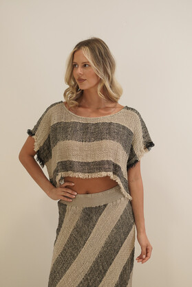 Antonella Crop Top Natural & Black
