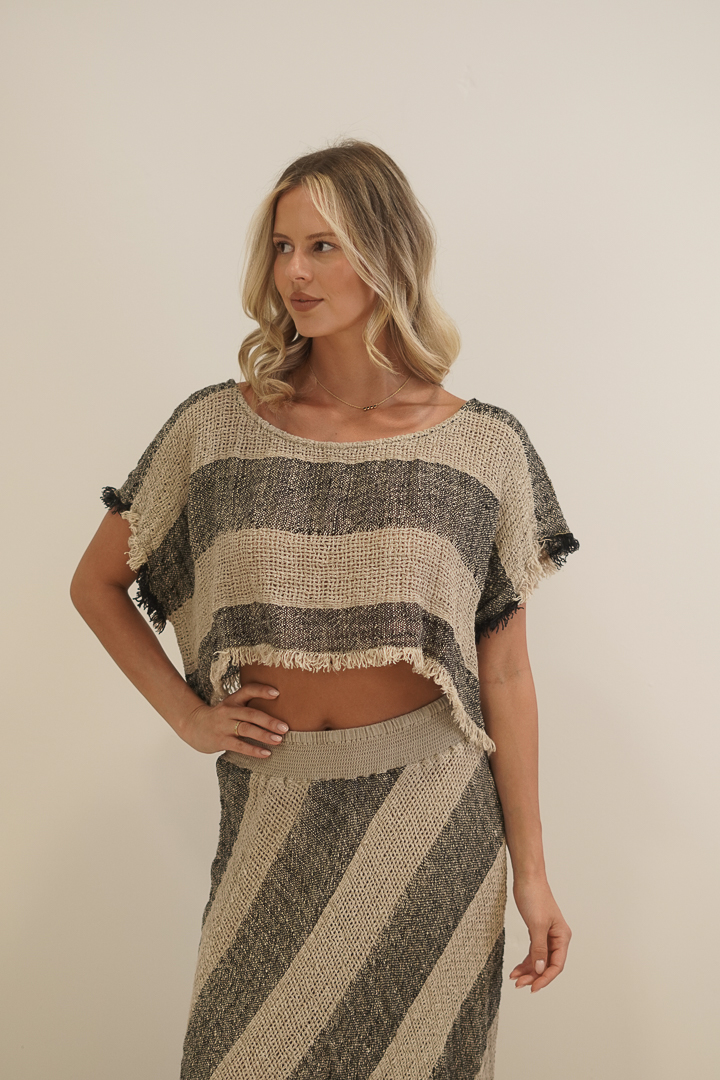 Antonella Crop Top Natural & Black