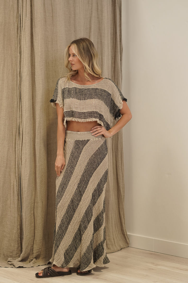 Antonella Crop Top Natural & Black