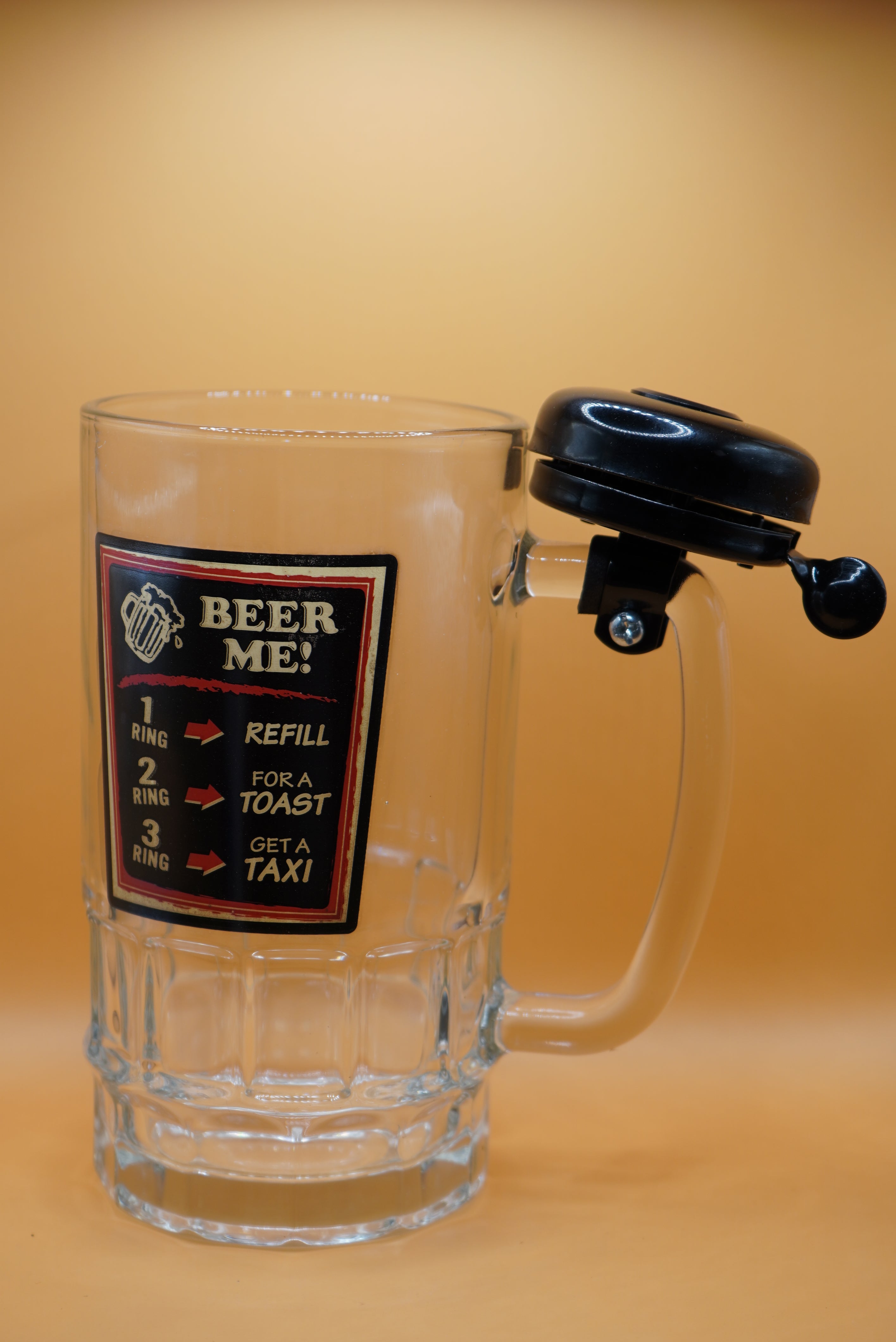 Beer Glass with Bell – "Beer Me!" Novelty Mug
