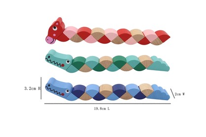 WOODEN JOINTED CROCODILE GIRAFFE FIDGET TOY