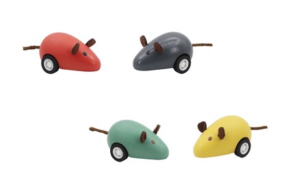 WOODEN PULL BACK MOUSE PACK OF 12
