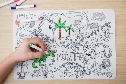 REUSABLE SILICONE DRAWING MAT- DINOSAURS