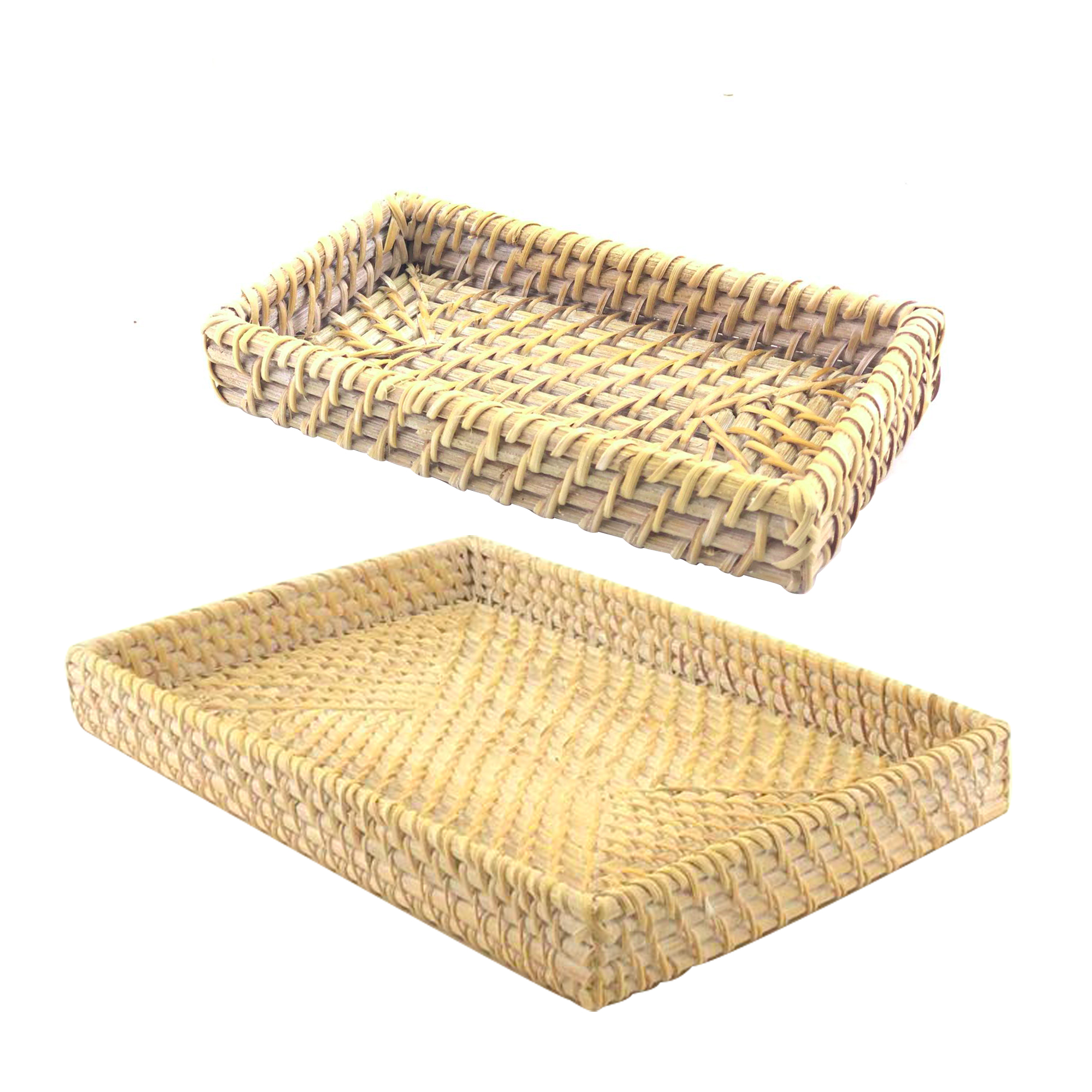 Rattan Caddy Tray Set 2pc