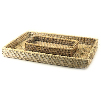 Rattan Caddy Tray Set 2pc