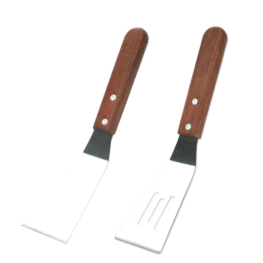 2pc S.S. BBQ Turner Set with Wood Handle (24cm)