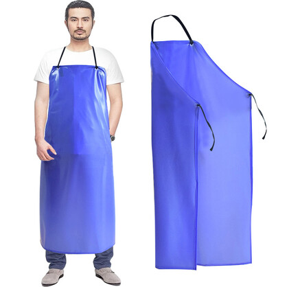 PVC Water/Oil proof Apron with Over-Head Strip & Waist Tie (Blue)