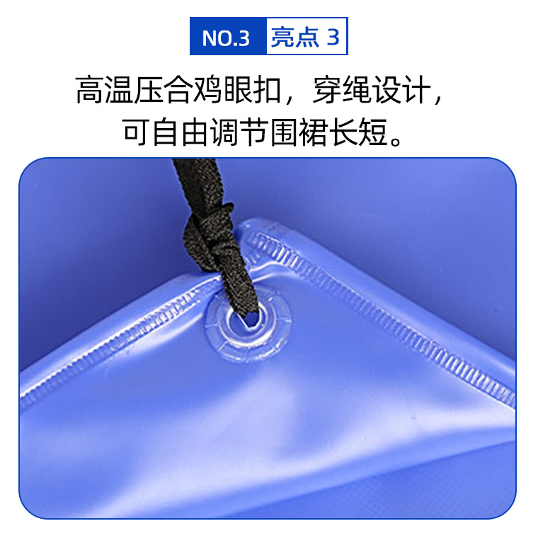 PVC Water/Oil proof Apron with Over-Head Strip & Waist Tie (Blue)