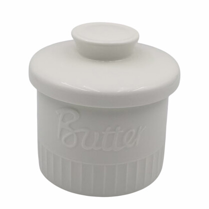 Vintage 200mL Ceramic Butter Bell with Dom Lid (White)