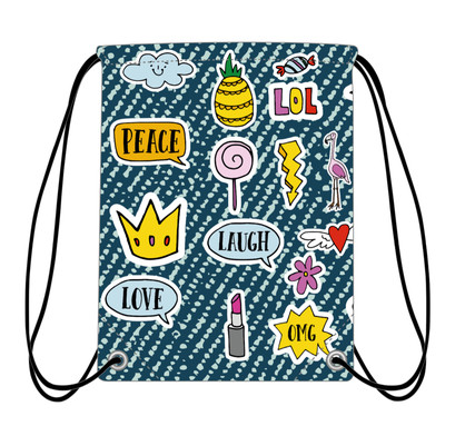 PATCHES DRAWSTRING BAG