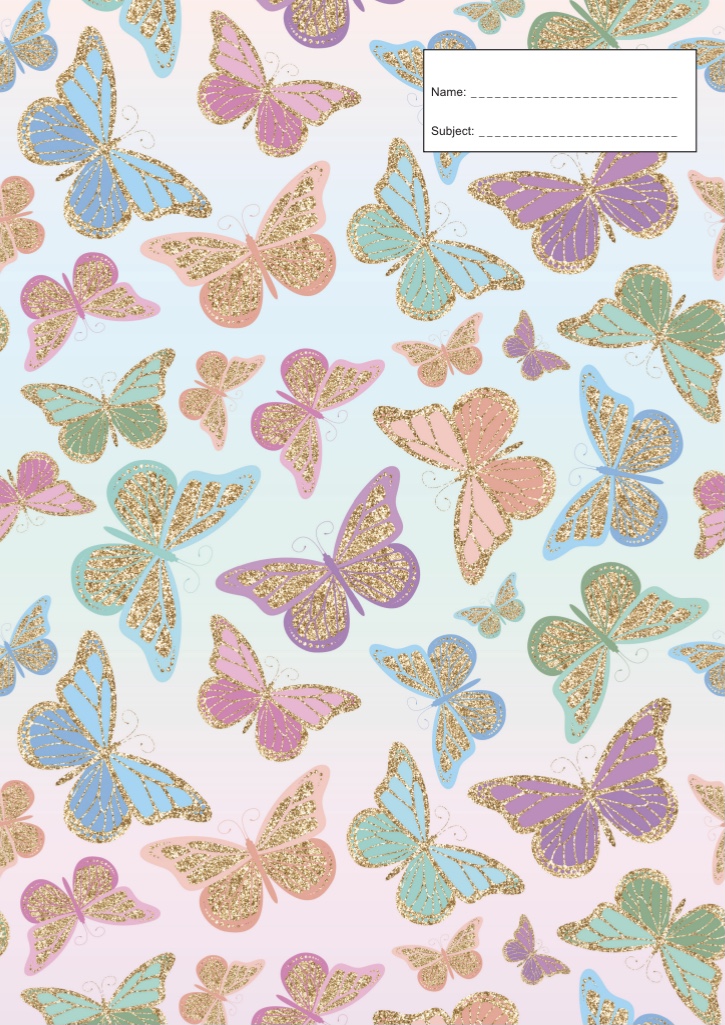GLITTER BUTTERFLY A4 BOOK COVER