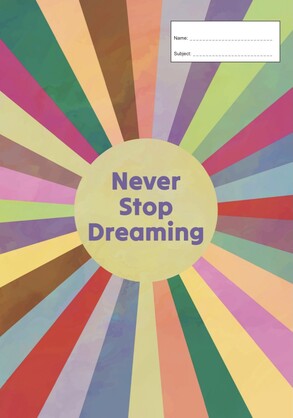 NEVER STOP DREAMING SCRAPBOOK COVER