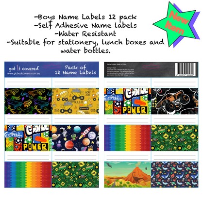 BOYS NAME LABELS SELF LAMINATING