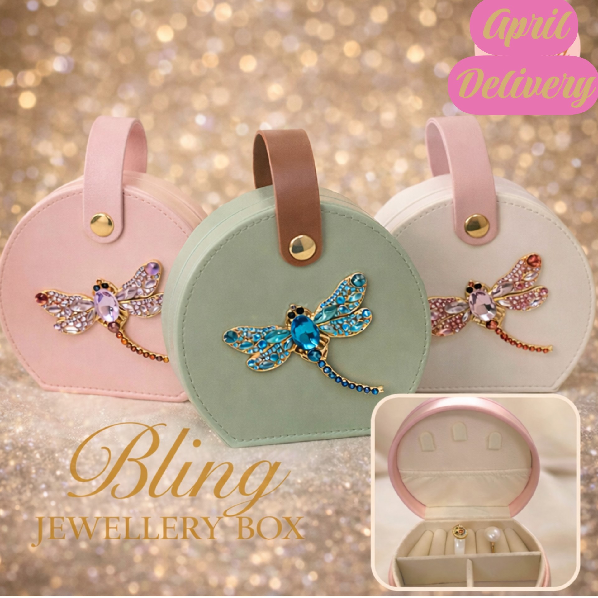BLING JEWELLERY BOX - DRAGONFLY SET 9