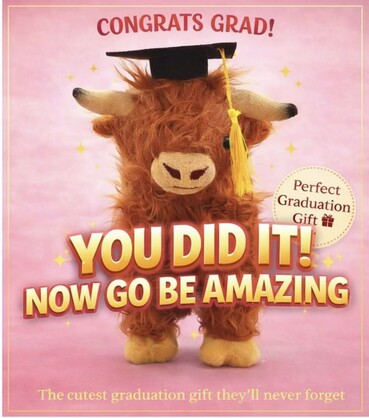 GRADUATION HIGHLAND COW PLUSH TOY
