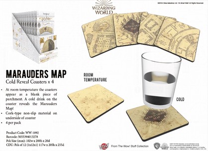 *NEW 2019* Harry Potter - Marauders Map Cold Reveal Coasters - Pack of 4