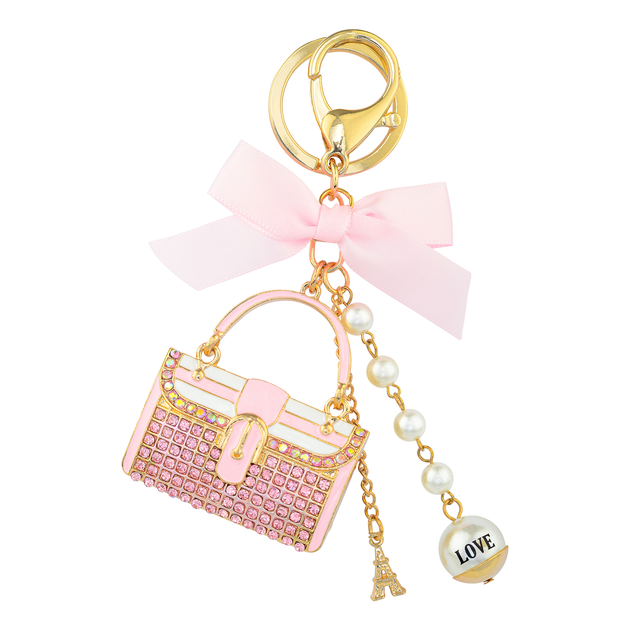 Luxury Charm Key Ring - Clutch Bag Pink
