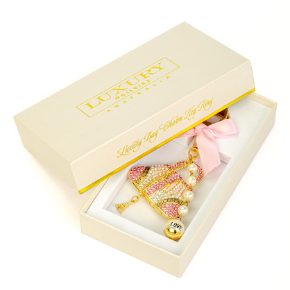 Luxury Charm Key Ring - Clutch Bag Pink