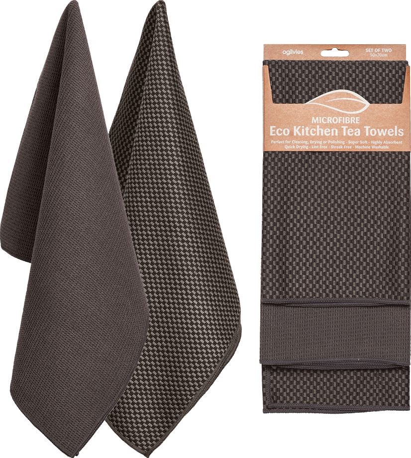 Eco Microfibre Tea Towel Set - Grey