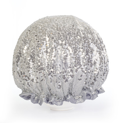 Luxury Sequin Shower Cap - Silver