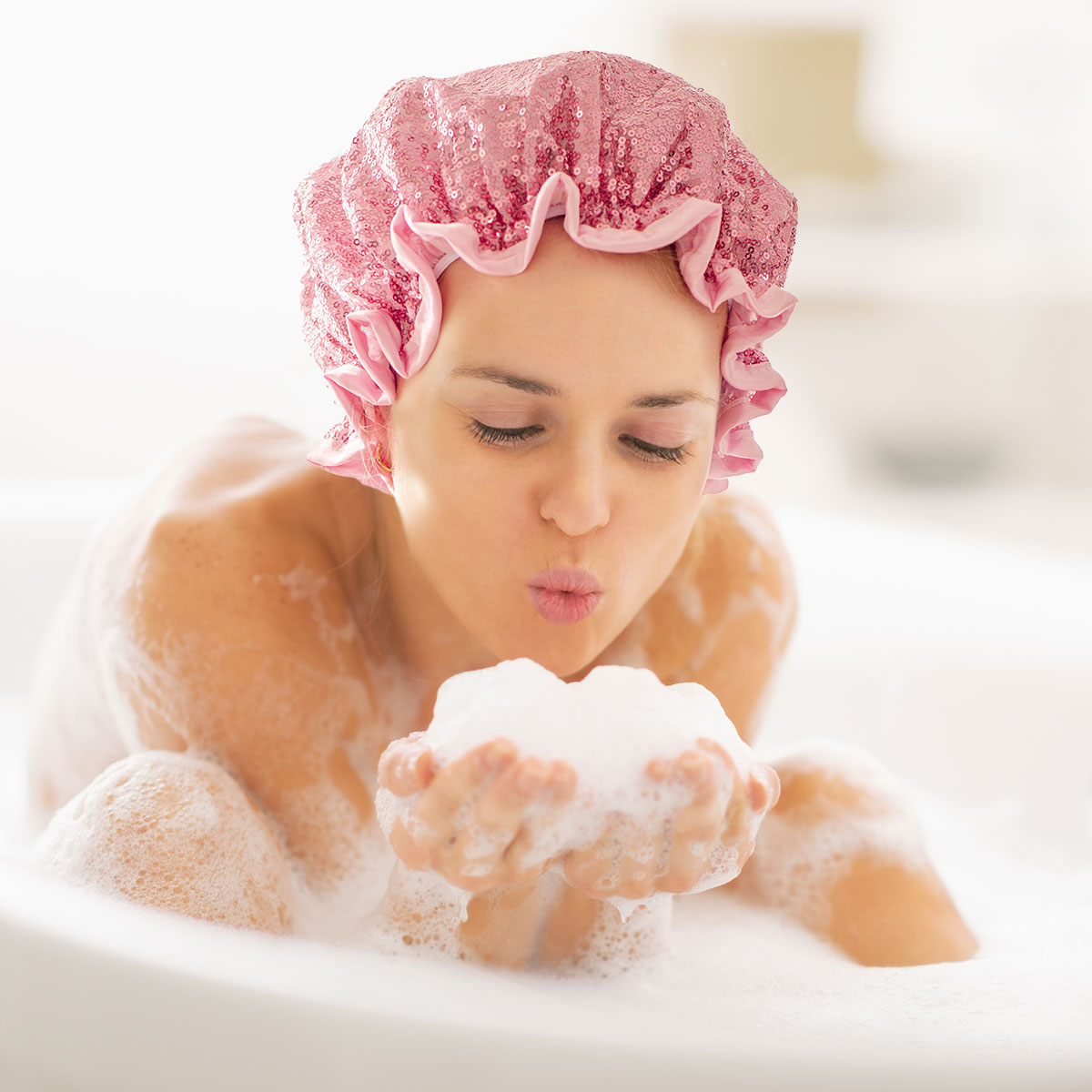 Luxury Sequin Shower Cap - Pink