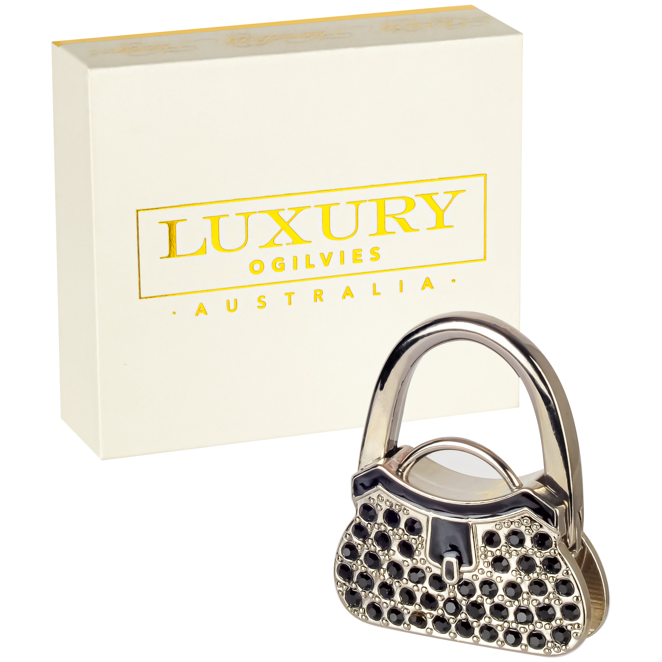 Diamonte Handbag Hanger - Black