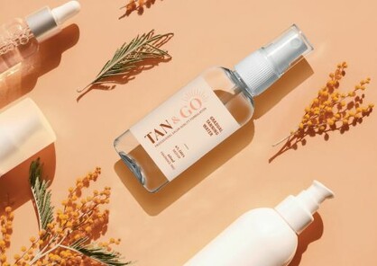 TAN  & GO - 60ml Gradual Face & Body Tanning water , clear liquid Tan spray - 6% DHA Light - Medium